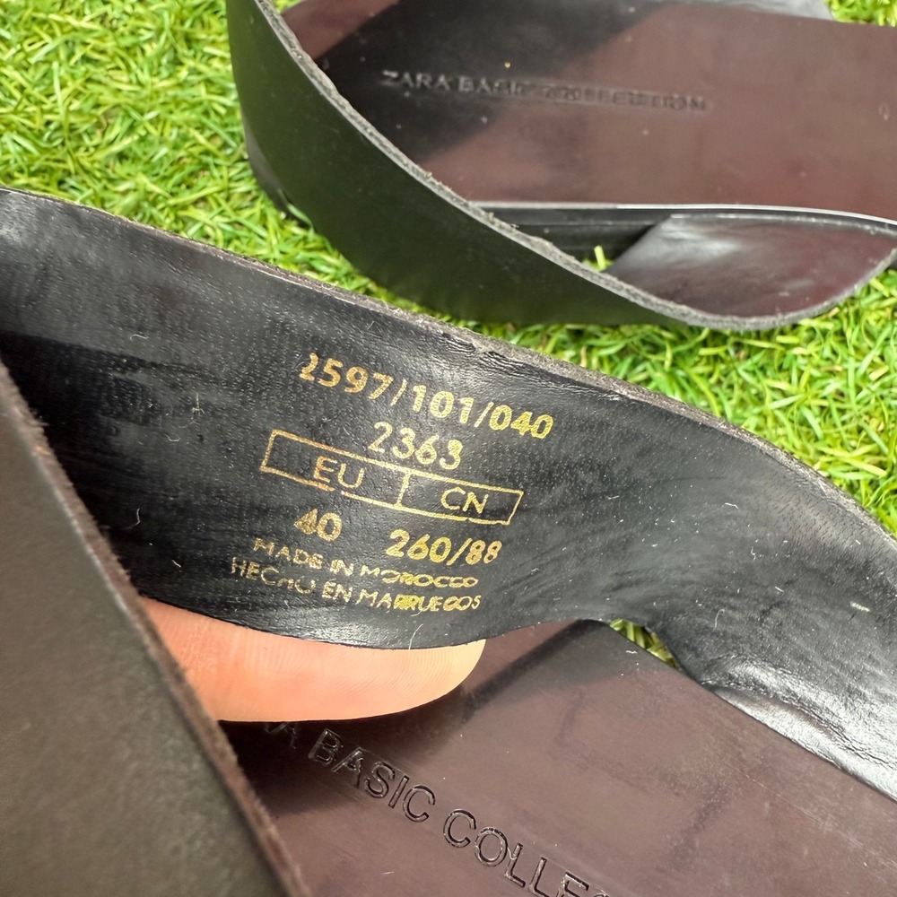 Zara Basic Collection Black Leather Braided Sling… - image 5